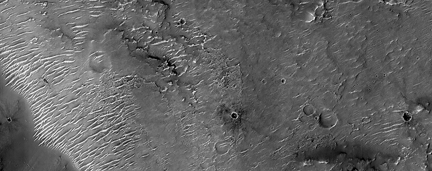 Pyroxene-Exposing Craters on Eastern Edge of Hesperia Planum