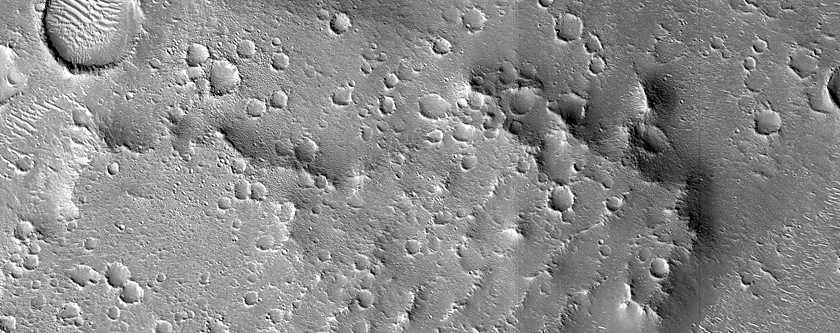 Pitted Cone-Like Features atop Mesa in Utopia Planitia