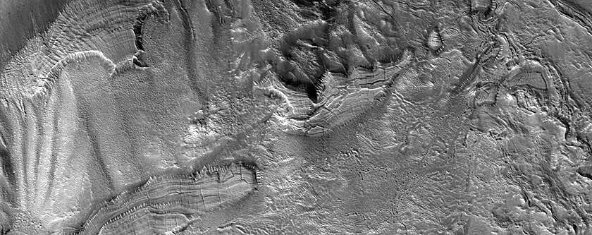Dipping Layers along Mound in Deuteronilus Mensae
