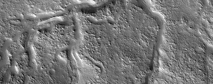 Channels near Moreux Crater
