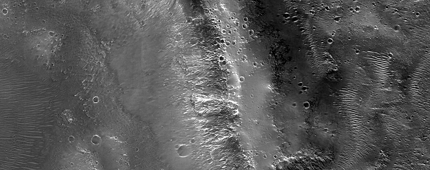 Well-Exposed Bedrock in 3-Kilometer Crater Wall near Oxia Planum