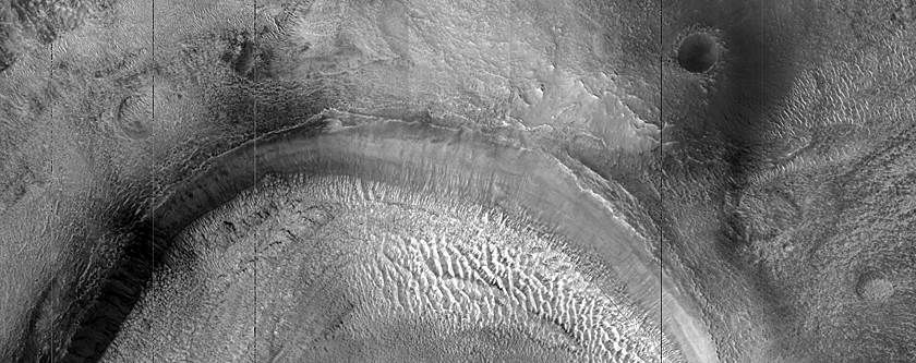 Light and Dark Bands on Crater Floor in Protonilus Mensae 