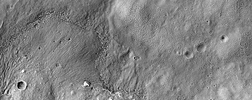 Layered Feature in Crater in Southern Mid-Latitudes