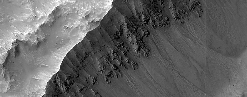 Southeast Facing Gullies in Crater