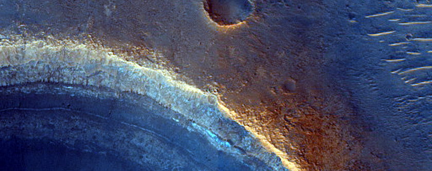 Banded Units in Walls of Crater in Oxia Planum