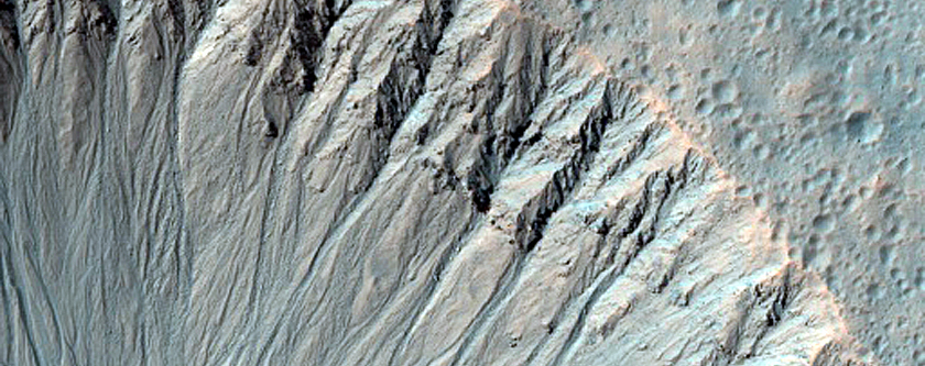Crater with Steep Gullied Slopes