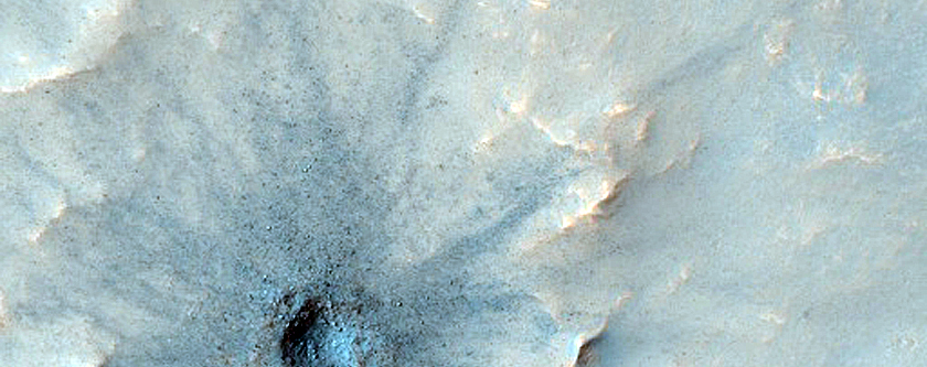 Small Recent Crater on Floor of Larger Crater