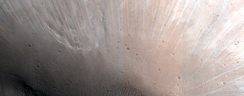 Relict Glacial Forms in Crater near Acheron Catena