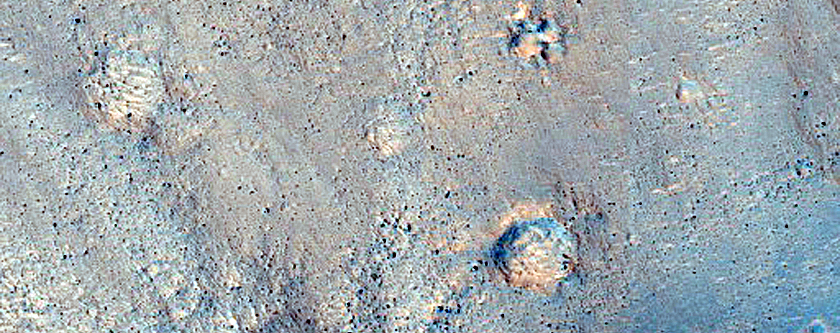 450-Meter Diameter Crater with Dark Bouldery Ejecta