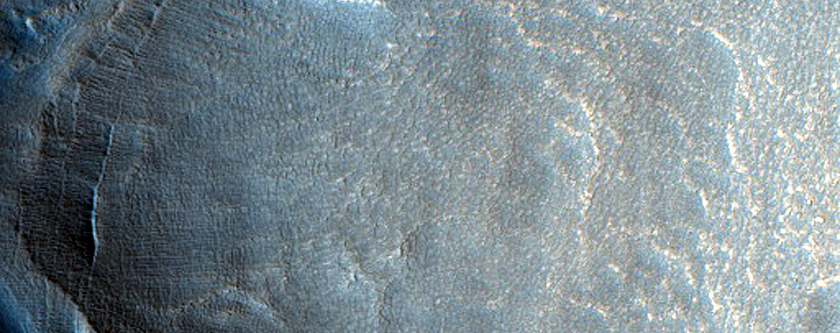 Layers in Crater Deposit in Deuteronilus Mensae