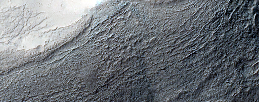 Gullies on South-Facing Wall of Lozenge-Shaped Crater