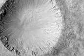 Youthful Crater in THEMIS Image and at Edge of MOC Image
