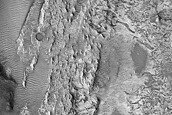 Contacts between Likely Sulfates and Chaos Blocks in Eastern Iani Chaos