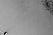 Possible Crater or Pit on South Polar Residual Cap