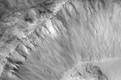 Gullies in Crater West of Xanthe Dorsa