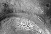 Light and Dark Bands on Crater Floor in Protonilus Mensae 