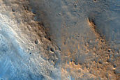 Crater Cut by Trough near Hydraotes Chaos