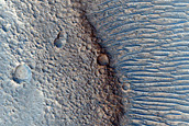 Intersecting Wrinkle Ridge and Crater Rim