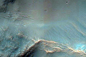 Channel and Deposit in Isil Crater