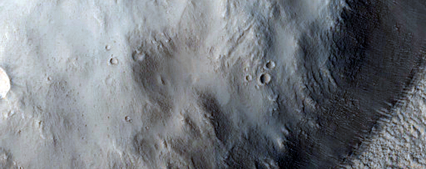 Two-Kilometer Crater with Evidence of Recent Ice