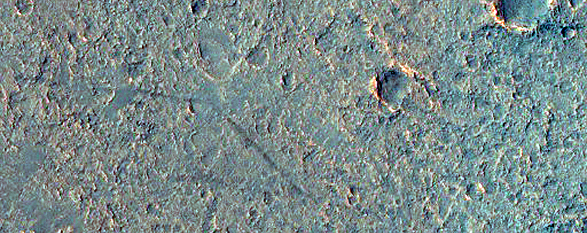 Ejecta Surrounding Crater in Margaritifer Terra in CaSSIS Image