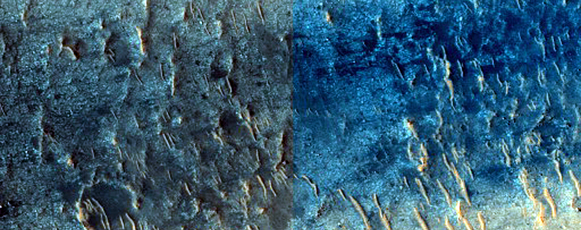 Isolated Dunes and Sand Patches East of Jezero Crater