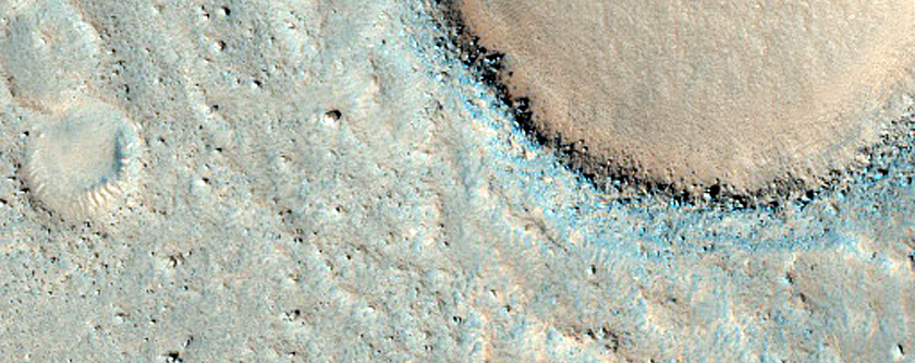 Layered Mesa in Crater in Northern Mid-Latitudes