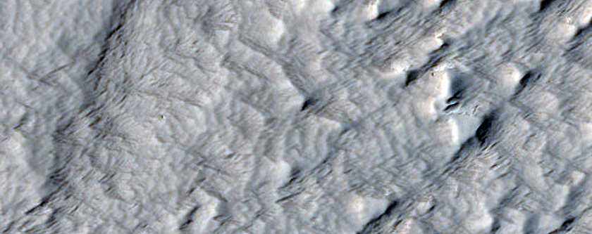 Depression and Landforms on Lower Arsia Mons West Flank