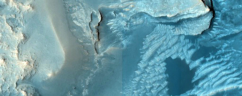 Barchan Dunes near Crater Scarp in Arabia Terra