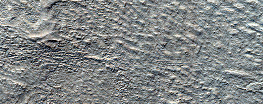 Flow and Banded Terrain on Hellas Planitia Floor