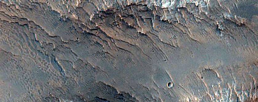 Channels in Crater Wall in Tyrrhena Terra