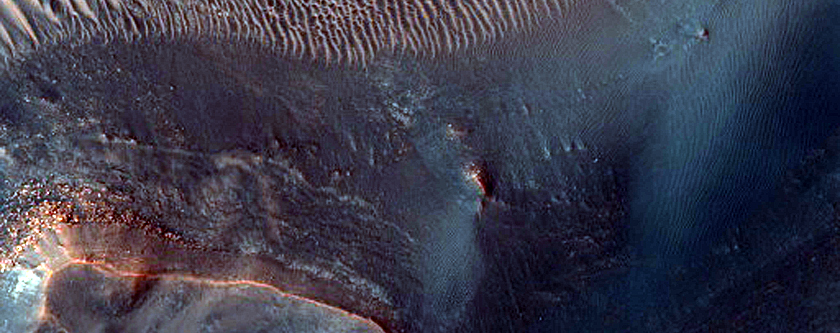 Low-Contrast Stratum in Cliff in Nili Fossae