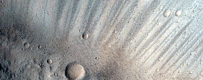 Glacial Lobe and Arcuate Ridge in Crater