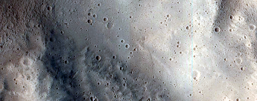North-Pole-Facing Deposit in Crater Associated with Headwall Erosion