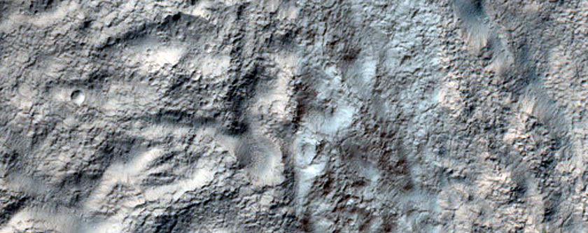 Crater with Narrow Rim near Reull Vallis