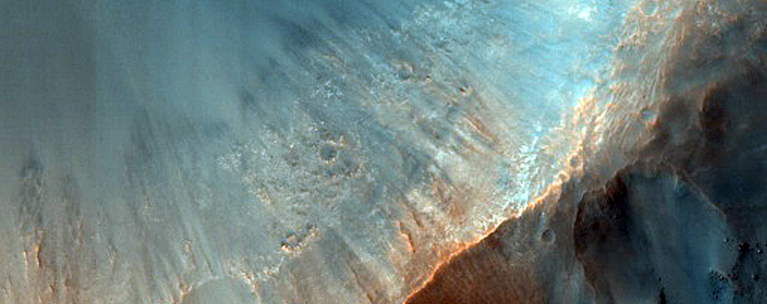 Exposed Crater Rim Deposits near Oxia Planum