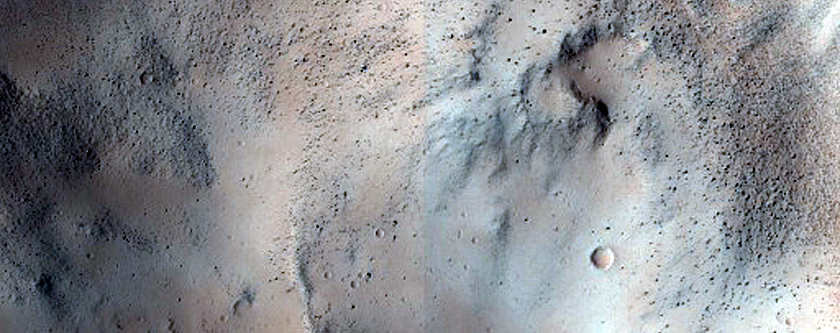 North-Pole-Facing Deposit in Crater Associated with Headwall Erosion