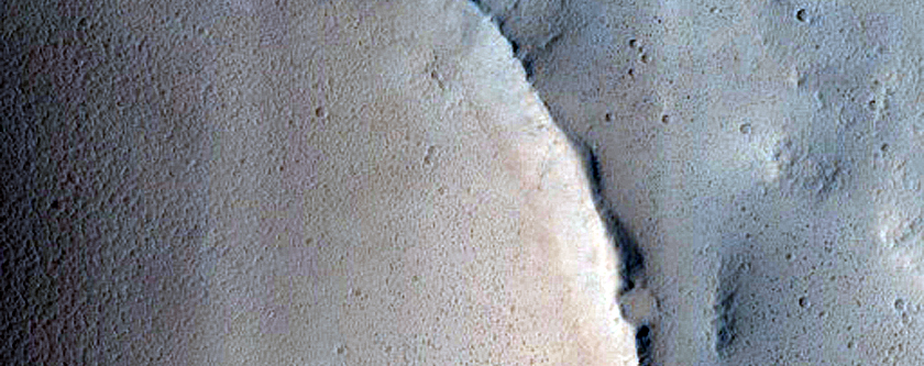 Impact Crater on Western Flank of Elysium Mons