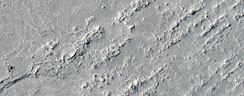 Lava-Coated Crater in Athabasca Valles