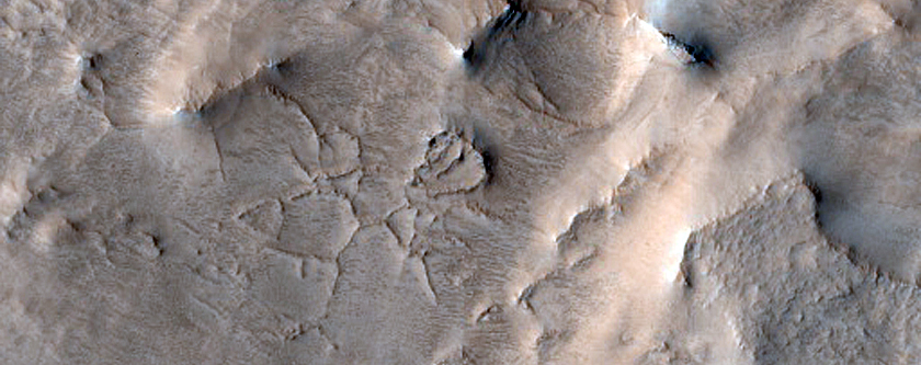 Layers Along Top of Crater North of Antoniadi Crater