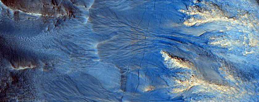 Northern Hemisphere Gullies on West-Facing Crater Slope