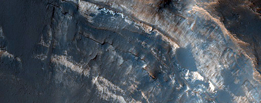 Exposed Crater Rim Deposits near Oxia Planum