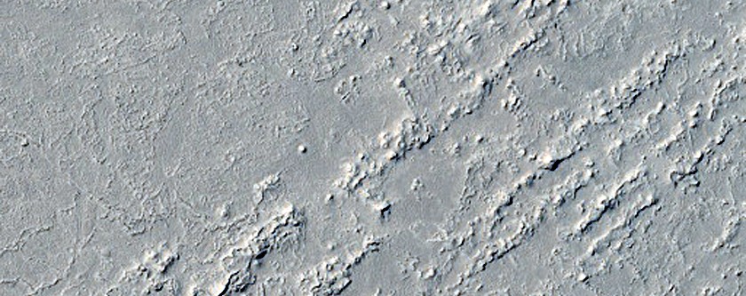 Lava-Coated Crater in Athabasca Valles