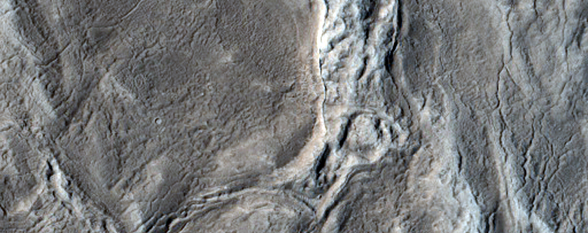 Irregular Cellular Structures around Crater in Arabia Terra