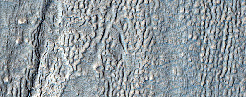 Lineated Valley Floor Material in Terrain North of Arabia Terra