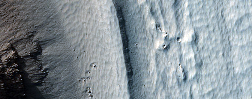 Depression and Landforms on Lower Arsia Mons West Flank