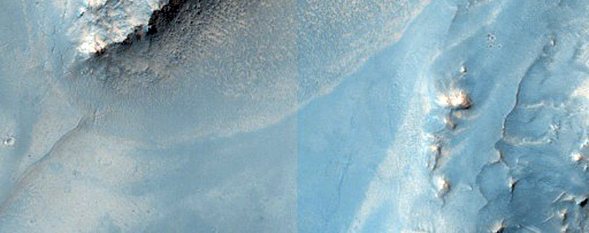 Layers in Crater South of Antoniadi Crater
