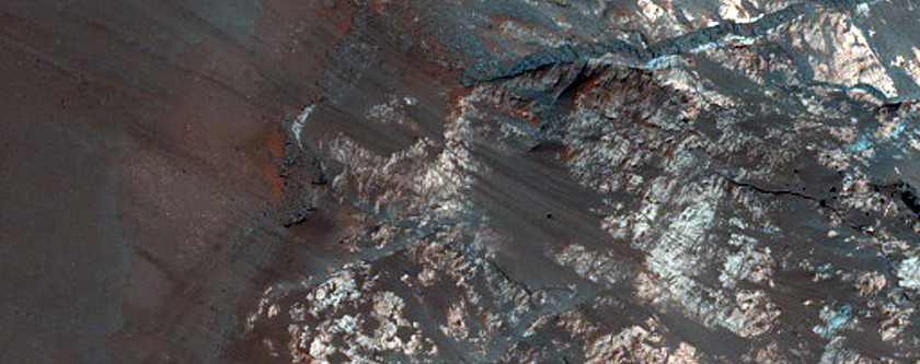 Light-Toned Fractured Material West of Nectaris Montes