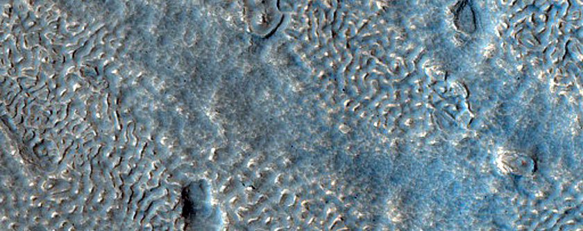 Surface of Material Flowing out of Crater in Deuteronilus Mensae
