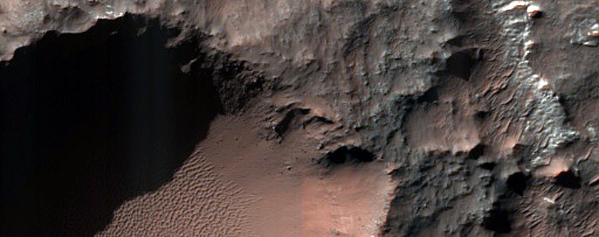 Crater Wall with Potential Chloride Deposit Outcrop